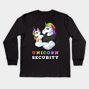 Unicorn Security Halloween Brother of the Birthday Girl Kids Long Sleeve T-Shirt